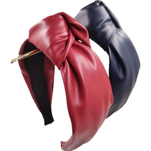 Synthetic Leather Knot Headbands For Women Knot Hairbands For Women Headband Colorful Hair Accessories Hair Band Head Wrap