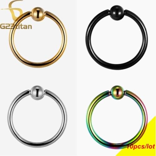 G23titan 10pcs Lot Captive Bead Ring Nose Ear Nipple Rings Body Piercing Jewelry Wholesale Free Ship