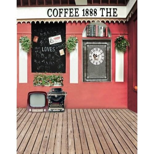 5x7ft Coffee Store Wooden Floor Photography Backdrops Photo Props Studio Background