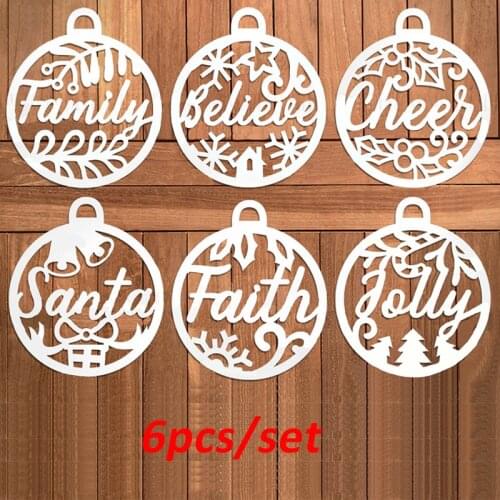 6pcs/set Family Believe Cheer Santa Faith Jelly Christmas Ball Metal Cutting Dies DIY Card Album Making Scrapbooking Craft 2021