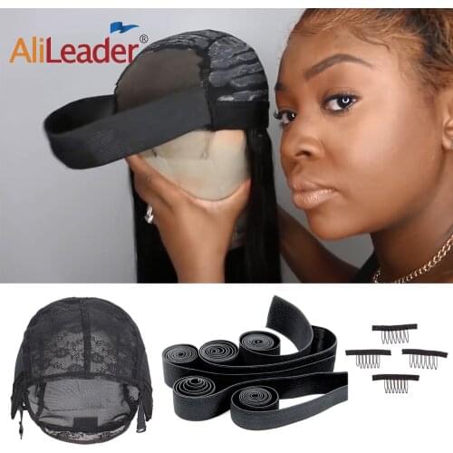 Alileader Lace Wig Caps For Making Wigs Bulk Elastic Band With 7 Theeth Wig Combs For Making Lace Front Wig Wave Caps Adjustable