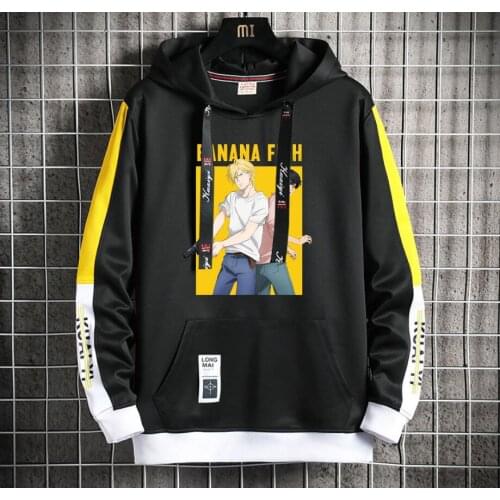 Anime Banana Fish Hoodie Men/Women Popular Harajuku Hoodeds Pullover Streetwear Casual Fake Two-Piece jacket coat