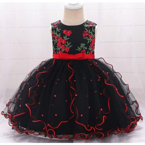 Toddler Birthday Party Ball Gown Dress Baby Girl BeadingTulle Embroidered Christening Princess Newborn Children Baptism 1 Year