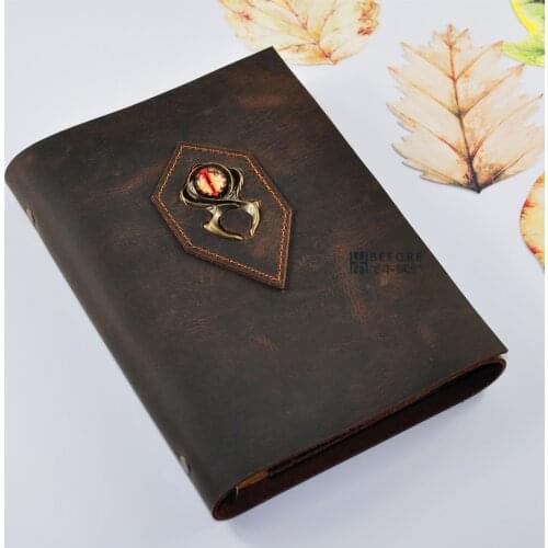 A5 size Loose-leaf 6 Holes Handwork Cowhide European Notepad Diary Notebook Genuine Leather Book