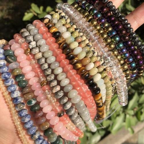 Rondelle Spacer Stone Beads Natural Agates Hematite Amazonite Jaspers Crystal Beads For Jewelry Making Diy Bracelet Accessories