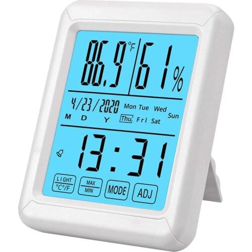 ABSF Digital Hygrometer Thermometer, Backlight Touchable Digital Hygrometer Thermometer Temperature Humidity Meter