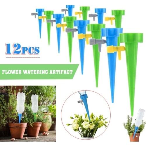 New 12Pcs Drip Irrigation Watering Spikes Self-Watering Device Automatic Garden Watering Kit Flower Plant Pot Waterer Tools