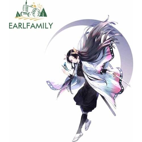 EARLFAMILY 13cm x 7.8cm for Demon Slayer Auto Decal Vinyl Material Fashion Occlusion Scratch Body for Car JDM Decoration Sticker