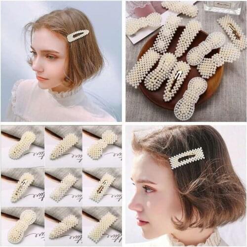 Elegant New Fashion Imitation Pearl Geometric Hair Clips For Women Sweet Barrettes Wedding Styling Tools Hair Accessories Gifts