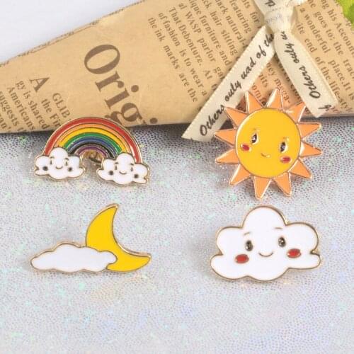 Hot Rainbow Clouds Enamel Pin Chest Brooch 11 Styles Dark White Brooches Bag Clothes Lapel Pin Badge Fashion Weather Brooch