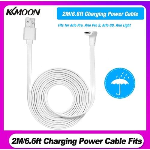 2M/6.6ft Charging Power Cable Fits for Arlo Pro, Arlo Pro 2, Arlo GO, Arlo Light Weatherproof Indoor/Outdoor Flat Cable