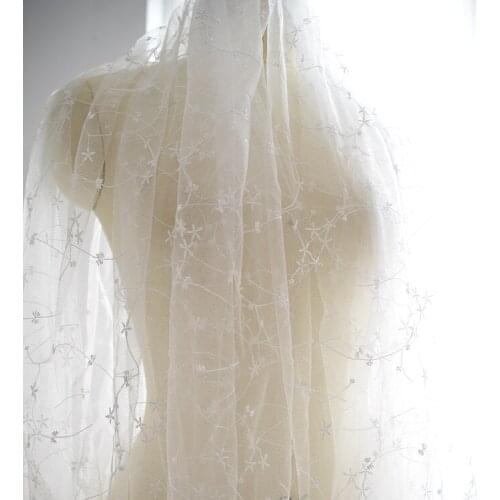 French embroidery Lace Fabric for wedding dress Ivory lace embroidered applique DIY party dresses fabrics DIY bridal tulle Lace