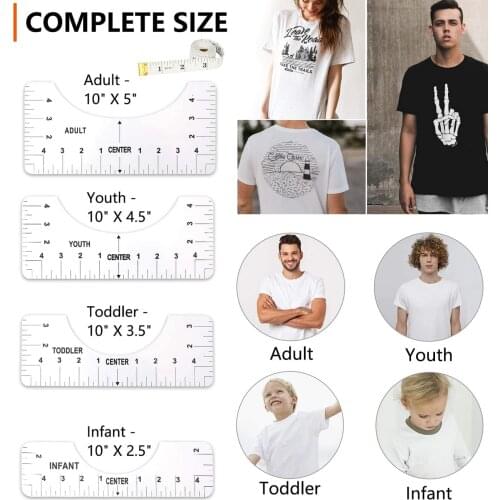 5Pcs/set T Shirt Ruler Guide for Applying and Sublimation Guide Cloth Design T Shirt Measurement Ruler DIY Draft Tools Template