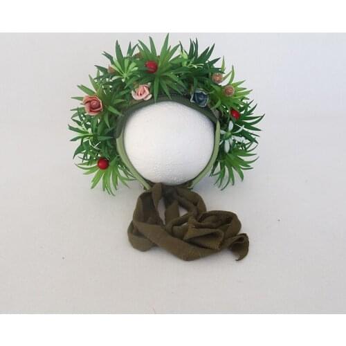 Newborn Floral Bonnet Baby Photography Props Handmade Knitted Flower Hat Girl Shower Gift