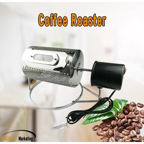 New Stainless Steel Drum Type Coffee Roaster Small Household Grains Beans Baking Machine Electric Roasting Machine