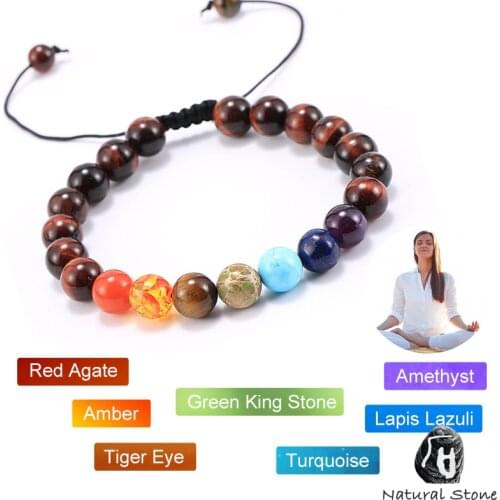 Wholesale Men Women Yoga 7 Chakra Bracelet 8 Styles 8MM Natural Stone Beaded Tree Of Life OM Lotus Buddha Charm Bracelets