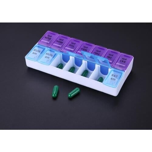 1Rows(7Grids)/2Row14Grids Weekly Pill Case 7 Days Medicine Box Tablet Dispenser Organizer Pill Box Splitters Plastic Storage Box