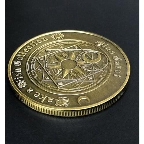 Divination Tarot Lucky Bronze Commemorative Coins Sun Moon Constellation Feng Shui Auspicious Wishing Coins Collectibles Gift
