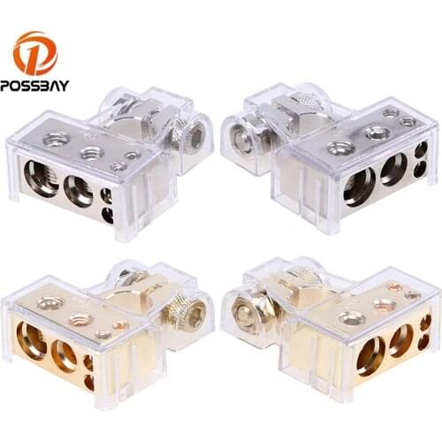 POSSBAY Universal Gold Auto Battery Terminal Clamp Post 0 4 8 Gauge AWG Connectors Quick Release Car Battery Terminal Connector