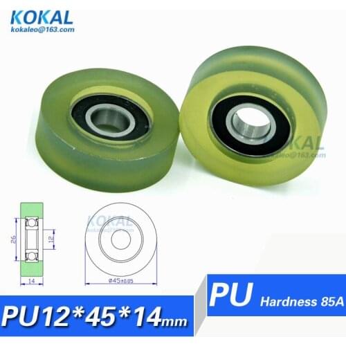 [PU1245-14] 1PCS high quality 6001RS TPU PU ball bearing roller wheel counting machine DIY bearing pulley 12*45*14 PU pulley