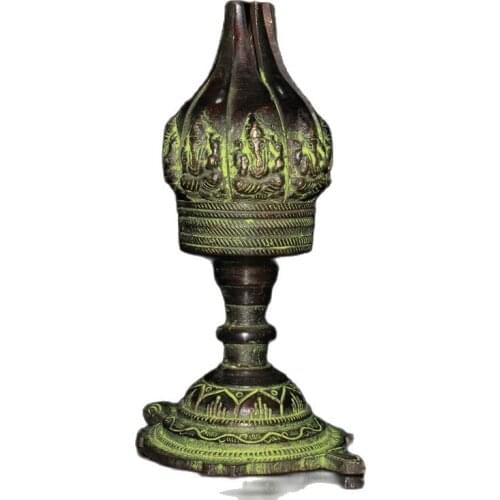 Early collection of pure copper imitation bronze lotus lamp ornaments home decoration