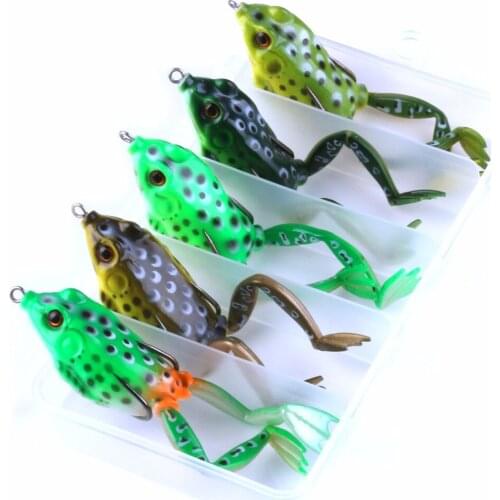 HENGJIA 5PCS/Lot Thunder Frog 5.5CM Fishing Lure With A Box Top Water Simulation Frog Fishing Lure Soft Bass Bait Fishing Tackle