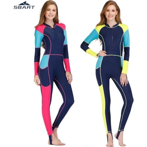 SBART Women Wetsuits Women One Piece Swimsuit Long Sleeve Female Swimwear Surfing Windsurf Sailing Full Bathing Suit Wetsuits