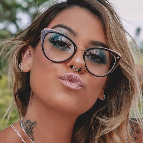 Sexy red cat eye glasses frame 2019 clear frame spectacles women Classic Transparent optical glasses frame Metal Legs Fashion