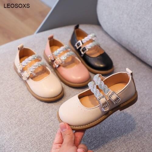 Girls' Princess Shoes 2021 Summer New Korean Fashion Solid Color Diamond Soft Soled Velcro Baby Single Childrens Shoes