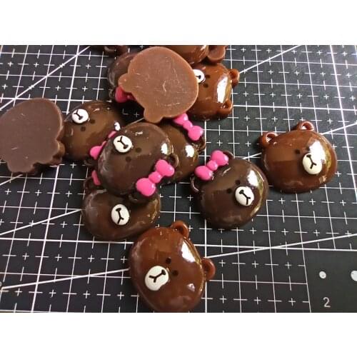 1pcs/lot Resin flat back bear head 25mm Ornaments Micro landscape Ornaments Creative Home Gardening Decorations