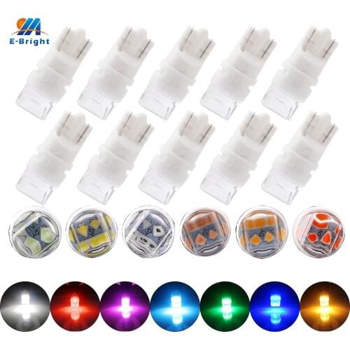 YM E-Bright NEW 10PCS T10 W5W 2835 3 SMD Floodlight 12V DC Interior LED Car Lights Auto Bulbs White Blue Red Amber Green Pink