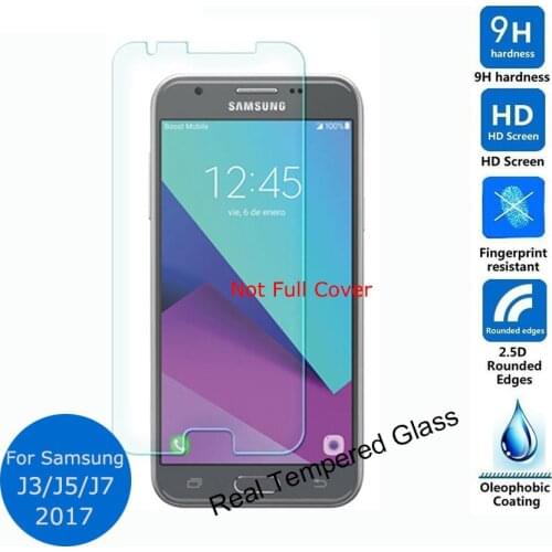 For Samsung Galaxy J3 J5 J7 2017 Cell Phone Tempered Glass Screen Protector 9h Front Safety Protective Film Guard Verre Trempe