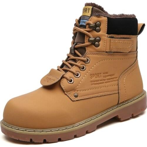 Winter Ankle Boots Men Casual Shoes Outdoor Autumn Leather Waterproof Work Tooling Mens Boots Warm Military Army Botas BTMOTTZ