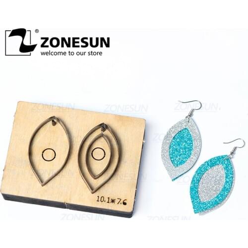 ZONESUN T4 DIY Custom Cutter Leather Earring Cutting Die Leather Cut Out Earring For Steel Rule Die Cutting Machine Press Tools