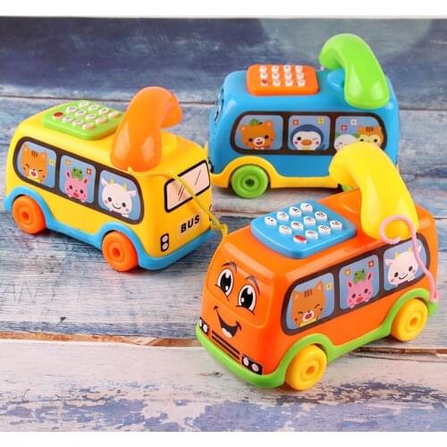 1pcs Music Cartoon Simulation Bus Phone Educational Toys Developmental Kids Toy Gift Children Early Learning Exercise Baby Game