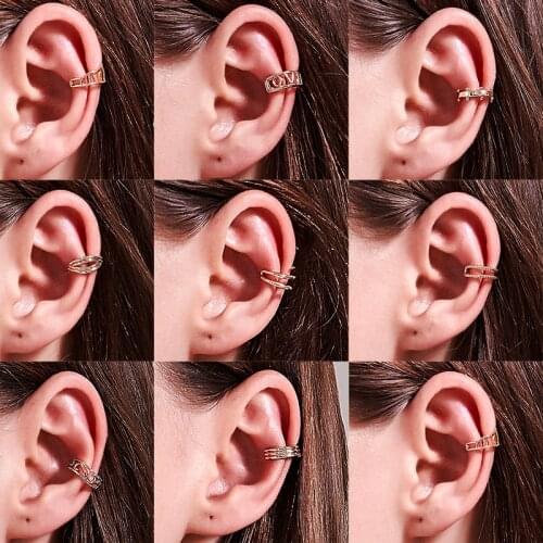 1 PCS Simple C-shaped Cute Geometric Hollow Ear Cuff Non Pierced Clip Earring Trendy Punk Small Gold Color Open Circle Earrings