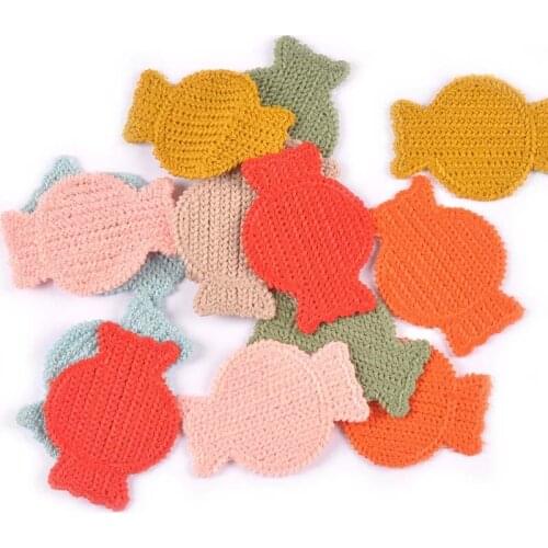 10Pcs 43x56mm Multicolor Candy Appliques Patches For Sewing Supplies Clothing Stick-on DIY Hair Clip Accessories Headwear Decor