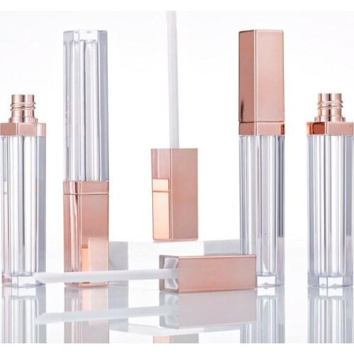 10pcs 5ml High Class Rose Gold Lip Gloss Bottle,Plastic Empty Cosmetic Oil Refillable Tube, Liquid Lipstick Storage Bottle