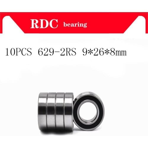10PCS ABEC-5 629 2RS 629RS 629-2RS 629 RS 9x26x8 mm Miniature double Rubber seal High quality Deep Groove Ball Bearing