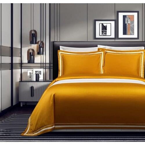 1000TC Egyptian Cotton Duvet Cover Set Bed Sheet Pillowcases Queen King size 4Pcs Plain Solid Color Comfy and Soft Bedding set