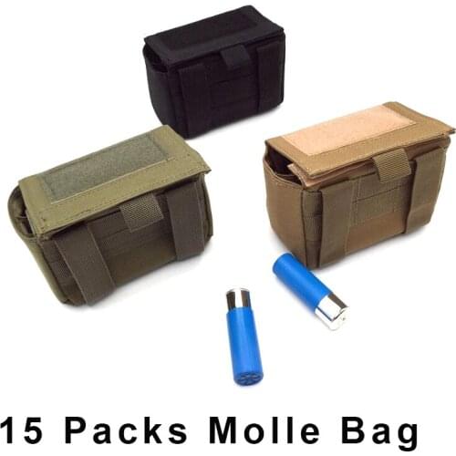 15 Packs XT Mini Bullet Pouch Tactical Molle Magazine Pouch Hunting Army Shotgun Rifle Ammunition Pack Gun Cartridge Ammo Bag
