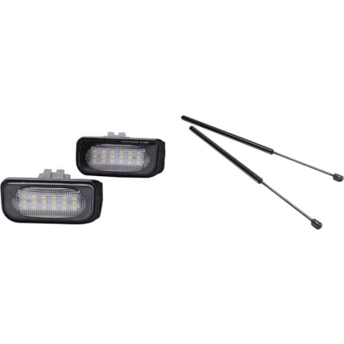 2 Pcs No Error License Plate Light Base & 2 Pcs Front Engine Hood Support Rod