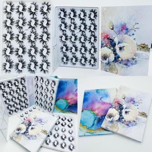 20 Pairs 3D Mink Lashes Wholesale Natural Long Lash Book Fluffy Mink Eyelashes Thick EyeLash Extention Magnetic Boxes Packaging