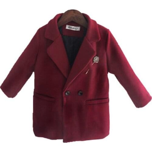 2021 Boys Girls Winter Thick Warm Wool Coat Long Jacket Autumn Kids Windproof Coat Children Clothing Boys Wool Coat Outerwear