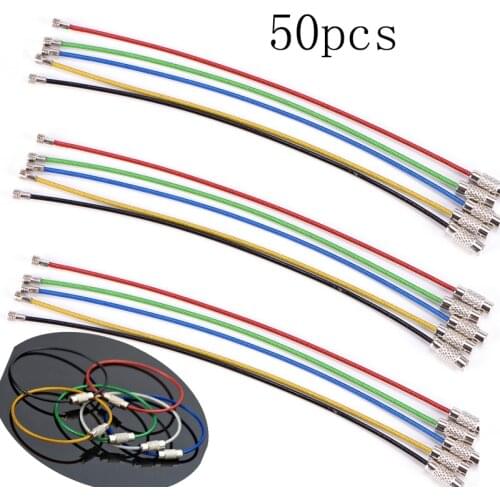 50Pcs/Set Keychain Tag Rope Stainless Steel Wire Cable Loop Screw Lock Gadget Keyring Circle Camp Trinket Chaveiro