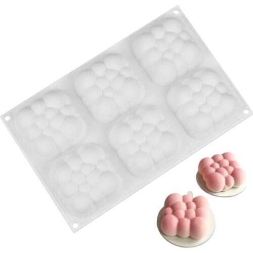 6-cavity Cloud Cake Mold New Bubble Shape Chocolate Fudge Pudding Mousse Cake Silicone Mold Baking Dessert Tool