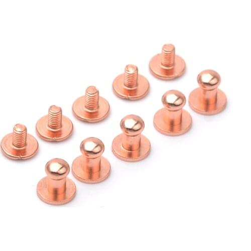 60sets/lot 5*8*8mm brass screw knob rivets handmade crafts for belt shoes watchband metal rose gold ZD035