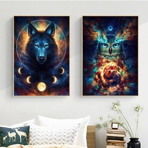 Wolf Owl Lion Constellation Abstract Canvas Art Poster And Prints Animal God Wall Painting Decoration For Living Room Decor