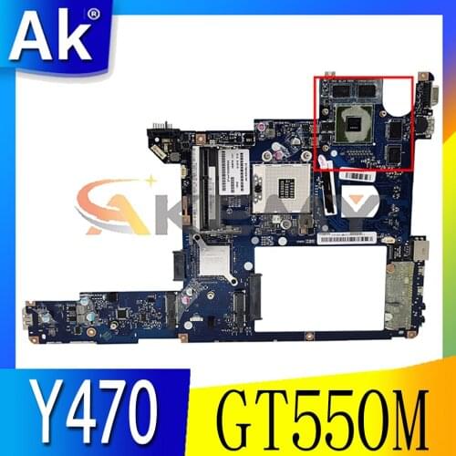 Akemy PIQY0 LA-6881P Motherboard For Lenovo Y470 Y470N Laptop Motherboard PGA989 HM65 GT550M 2G DDR3 100% Test Work