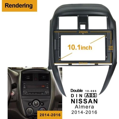 2din 1Din Car DVD Frame Audio Fitting Adaptor Dash Trim Facia Panel 10.1inch For NISSAN Almera 2014-2016 Double Din Radio Player